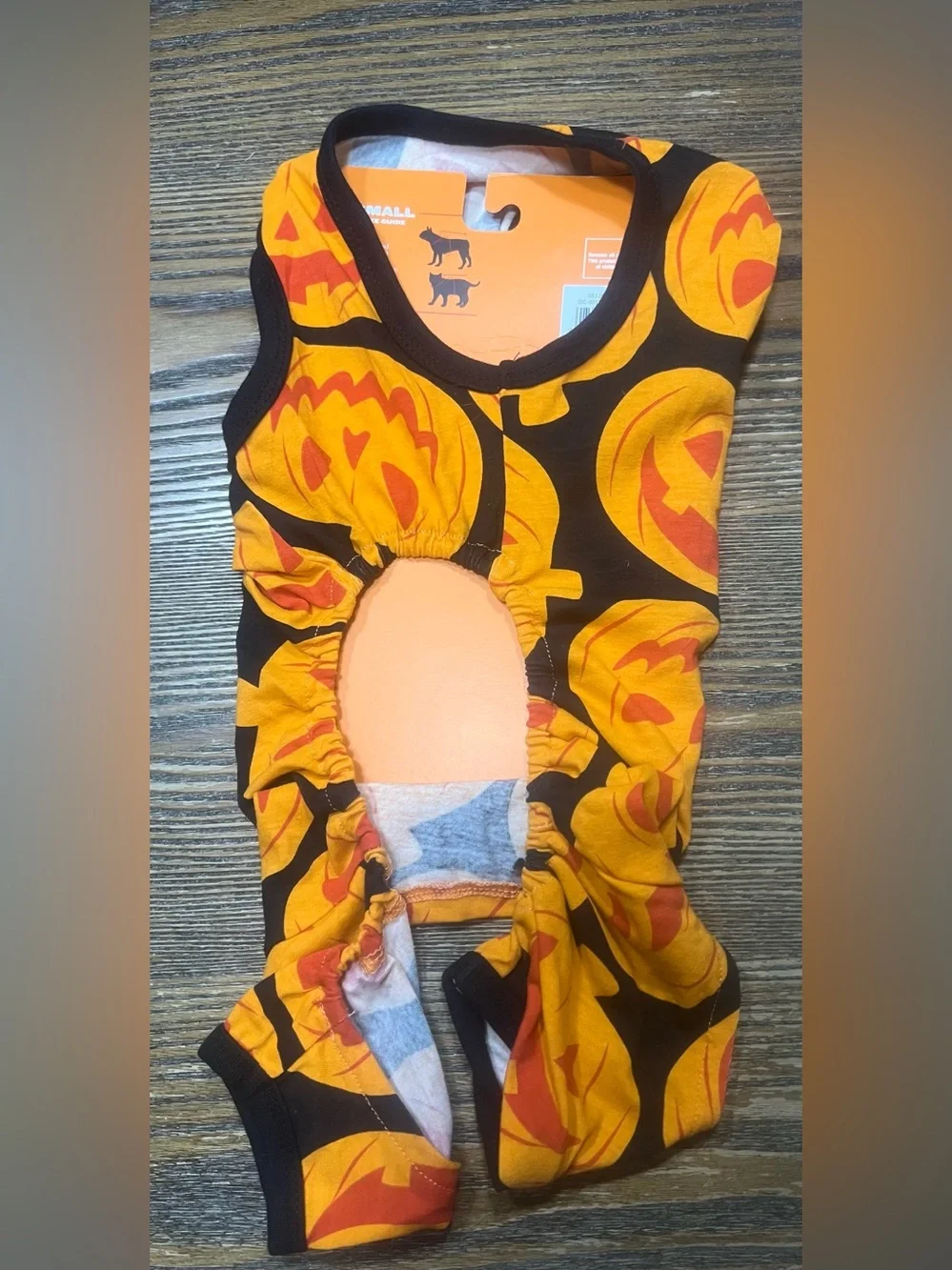 Hyde and Eek Dog/Cat Pumpkin Print Full-Body Pajama - S - New